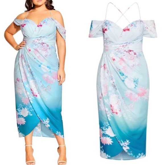 NWT City Chic Tsubaki Twine Floral High Low Maxi Drezs - Picture 1 of 9